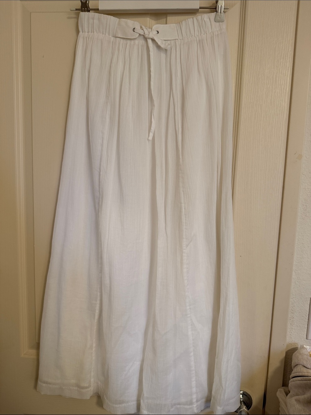 J. Crew White Cotton Drawstring Maxi Skirt